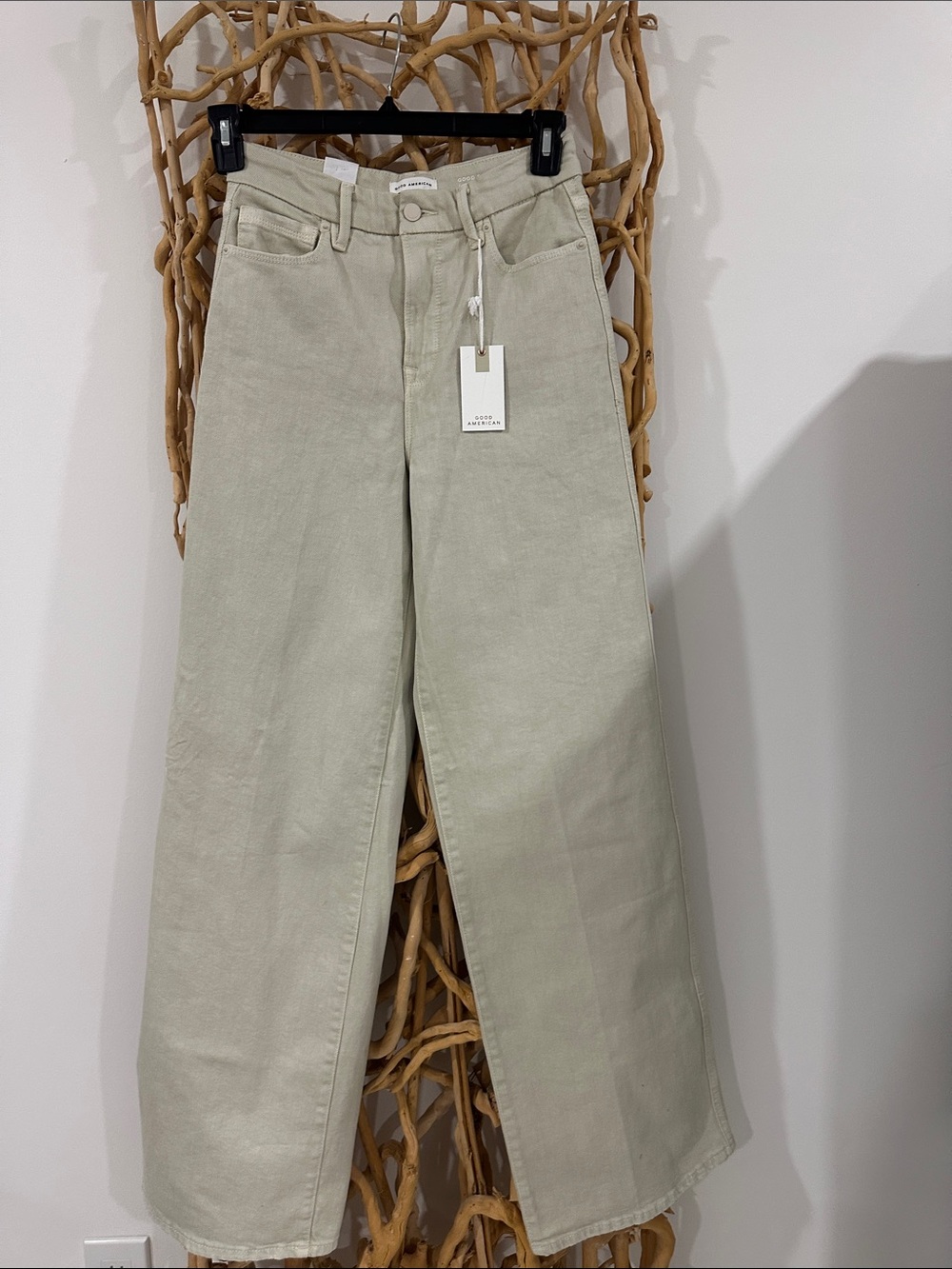 Good American Light Sage Wide-Leg Jeans